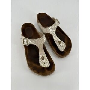 Birkenstock Gizeh Size 37 Women's Leather Snake Skin Iridescent Pearl